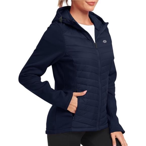 Women's Fleece-Lined Softshell Jacket - Lightweight Insulated Hooded Puffer